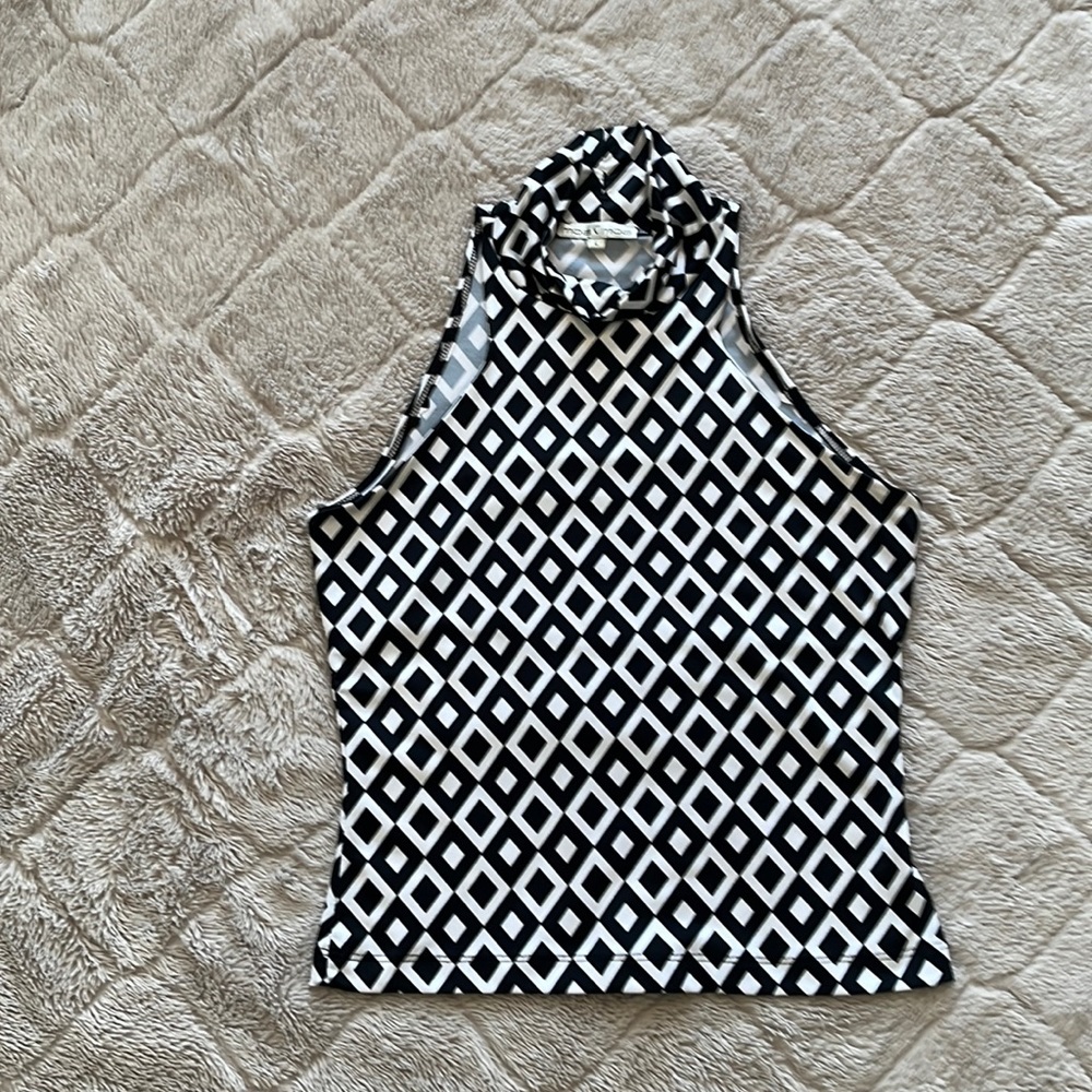 Black and white geometric sleeveless top by MOA MOA,  size large